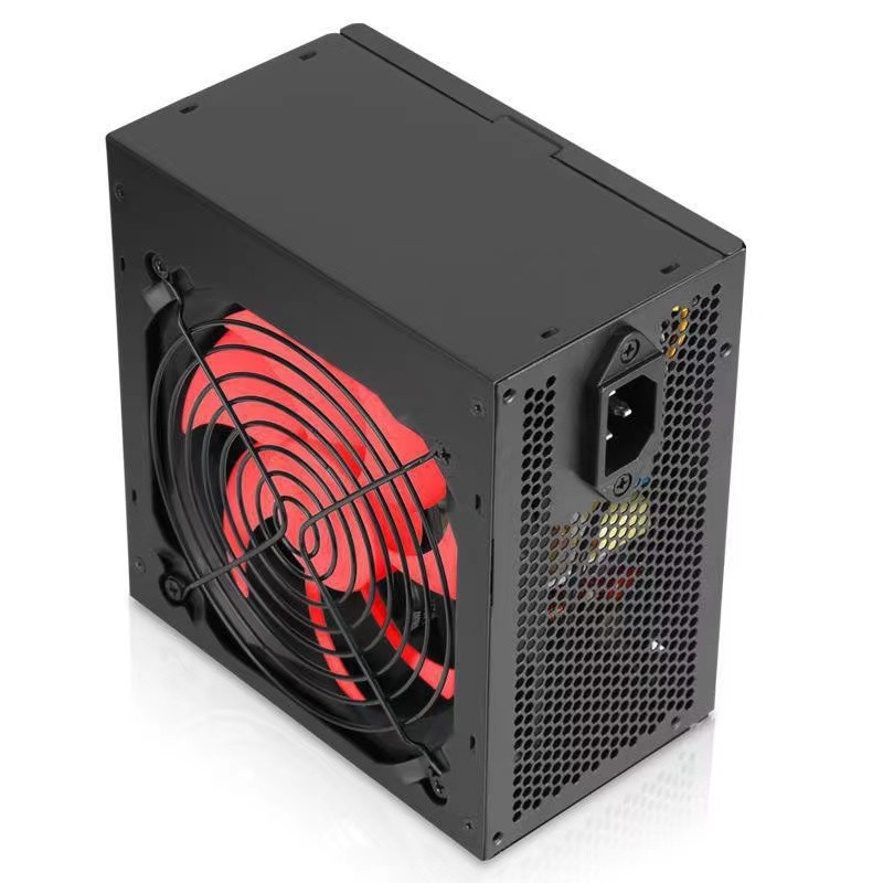 650W ATX Computer Gaming Power Supply 12cm Red Fan Black Cover Custom Logo 